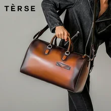 TERSE новые сумки для мужчин из натуральной кожи большая вместительность Повседневная модная дорожная сумка с ремнями ручная сумка с логотипом на заказ 9628