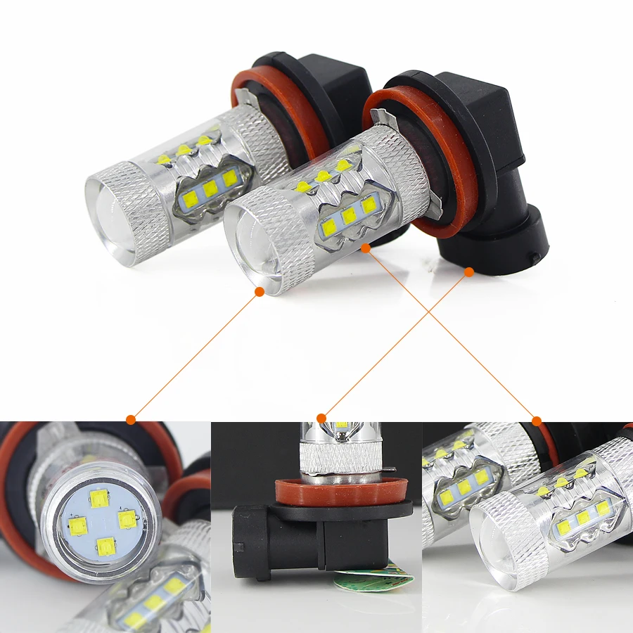 2 шт. Автомобильные светодиодные лампы 9006 HB4 18 светодиодов 80 Вт|Передние LED-фары