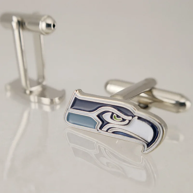 

Newest Sports Cufflinks Jewelry American Football Major League Seattle Seahawks Bronze Enamel Cufflinks For Fan Sports Gift