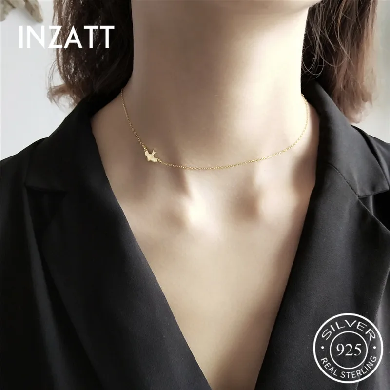 Чокер INZATT из настоящего серебра 925 пробы для женщин изящное ожерелье с птицей