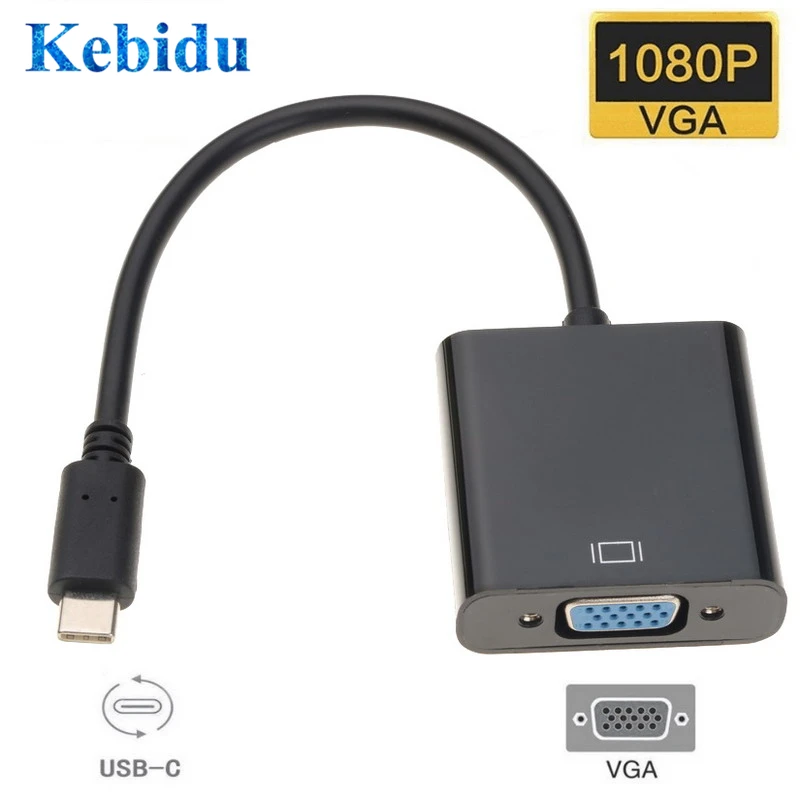 Kebidu USB Type C к VGA 3 1 папа Женский адаптер кабель конвертер для Macbook Chromebook пиксельный