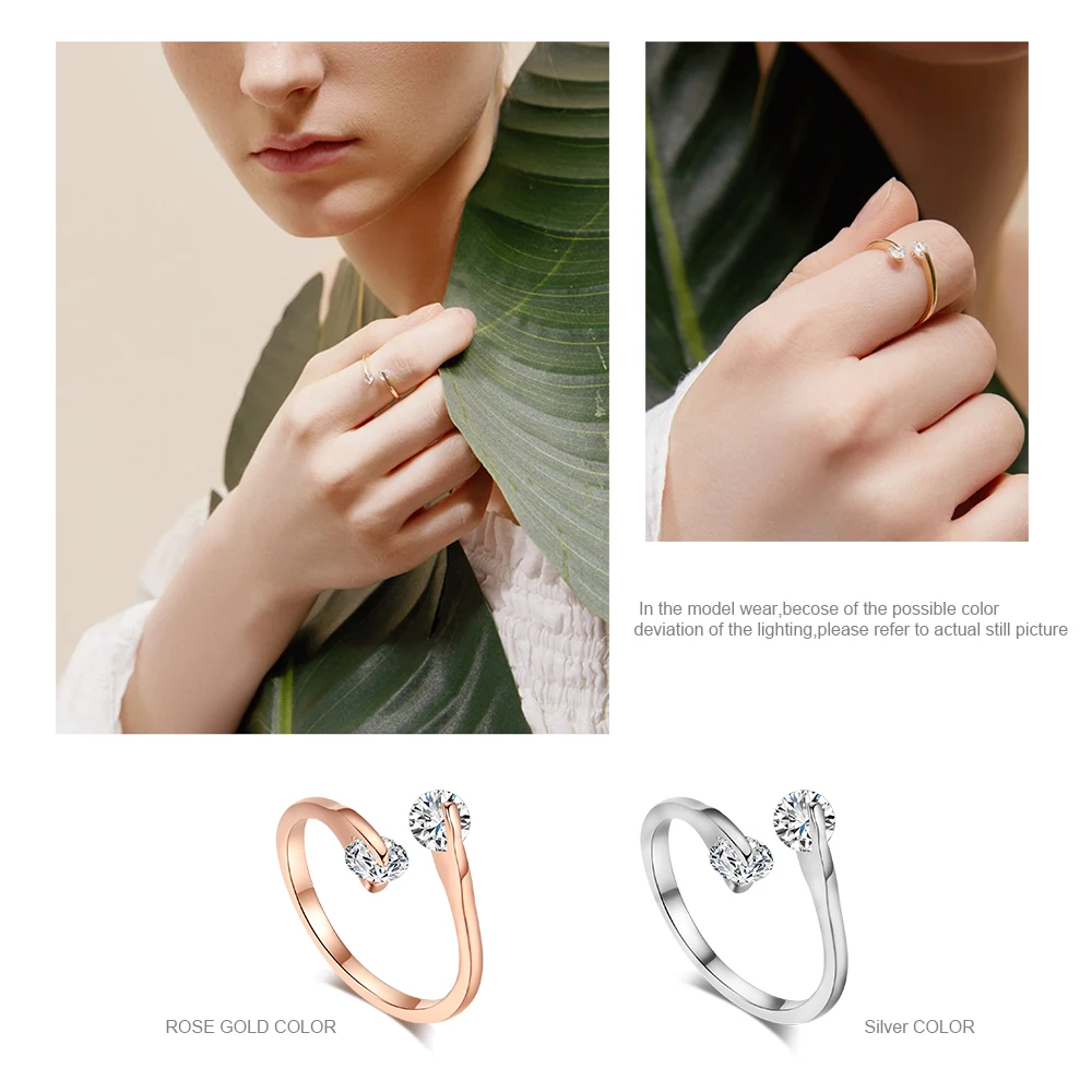 Обручальные/Свадебные кольца на палец для женщин AAA+ кубический цирконий Цвет Розовое золото модные украшения для женщин девочек R014