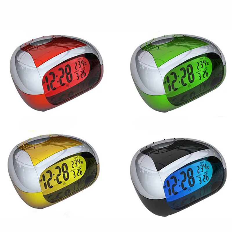 Reloj despertador inteligente brillante LED ojo producto luz nocturna 5 colores reloj parlante relojes de música modernos sala de estar Reloj despertador inteligente brillante LED ojo producto luz nocturna 5 colores reloj parlante relojes de música modernos sala de estar