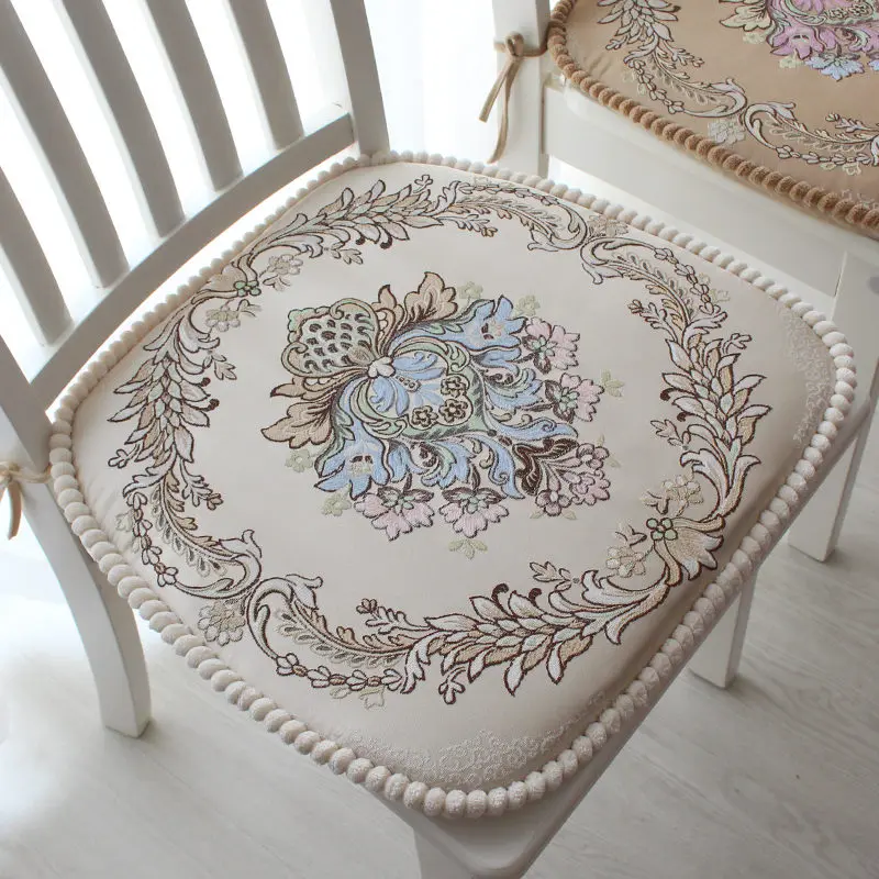Европейский стиль Подушка для стула высокое качество обеденный стул подушки съемный моющийся цветочный узор Подушка для стула украшение дома - Цвет: puluowangsimi