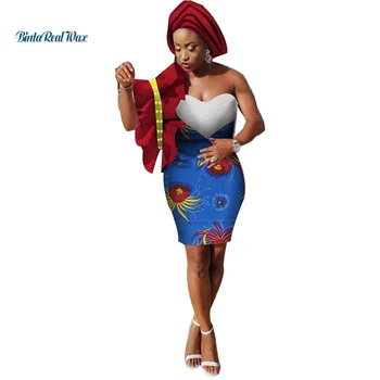 

2019 African Dresses for Women Bazin Riche Draped Pearls Dresses Dashiki Traditional African Clothing Patchwork Dresses WY3950