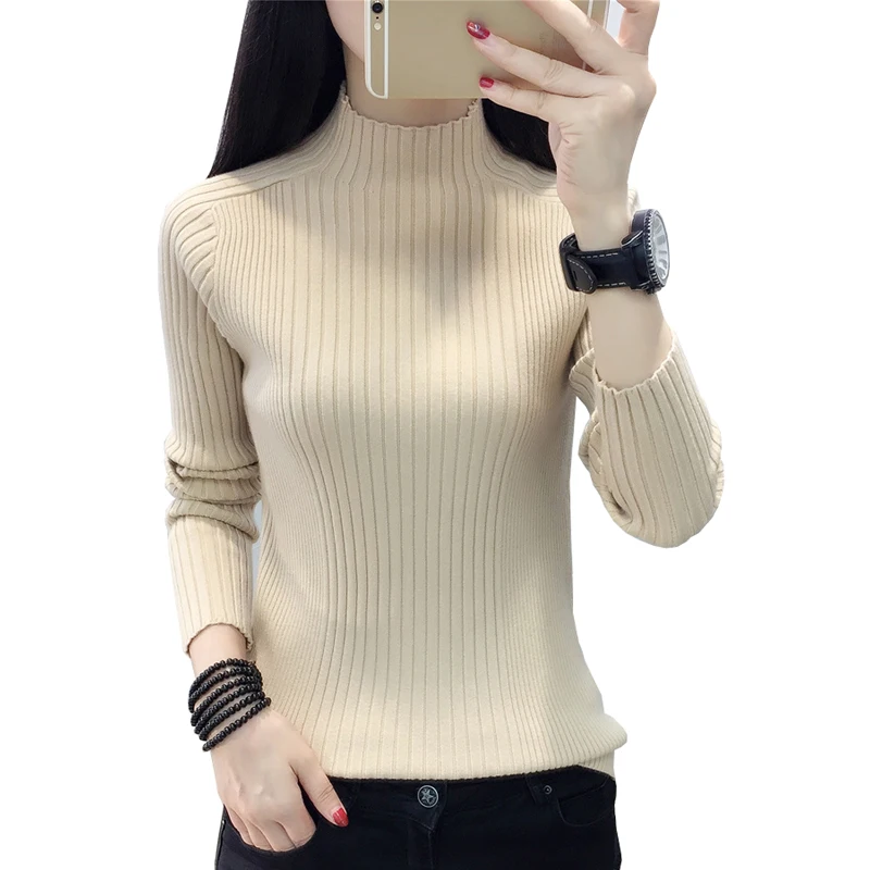 

Cashmere Turtleneck Sweater Autumn Winter New 2018 Slim Stylish Pullover Sweaters Elegant Knitted Jumper Tops Pull Femme