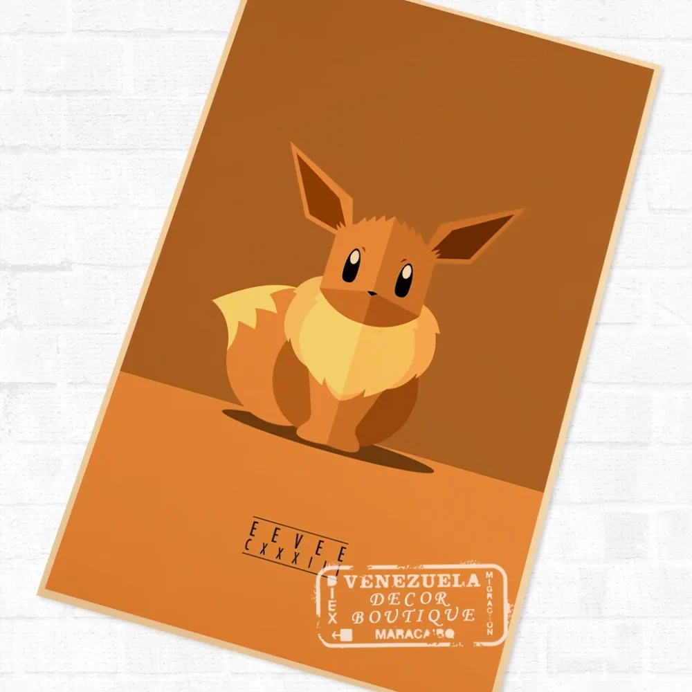 

The EEVEE Pokemon Pocket Monsters Cartoon Vintage Retro Kraft Coated Poster Canvas DIY Wall Sticker Home Bar Art Decor Gift