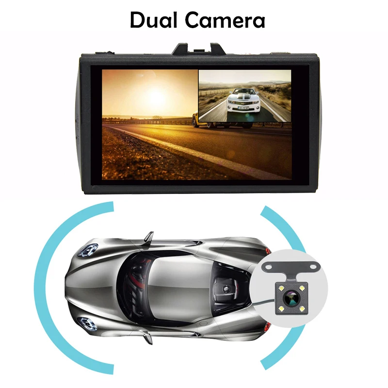 Bluavido видеорегистратор с двойным объективом Full HD 1080P WDR Автомобильный Камера ADAS
