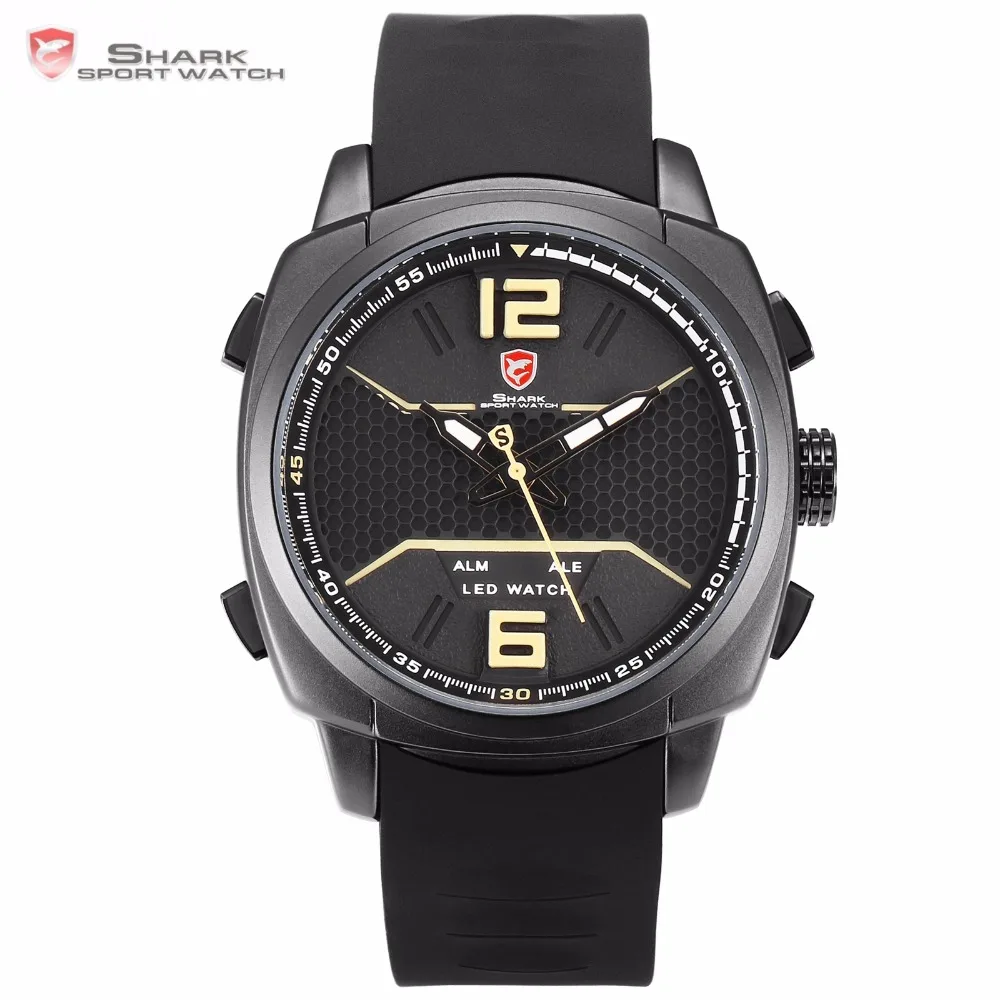 

New Luxury Whitetip Reef Shark Sport Watch Men Watches LED Khaki Analog Calendar Alarm Waterproof Silicon Band Wristwatch /SH487