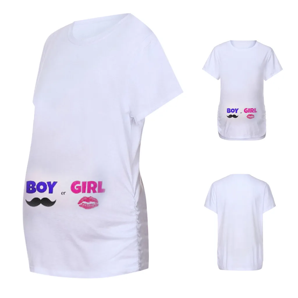 MUQGEW одежда Беременность Для женщин для беременных с коротким рукавом из хлопка для мальчиков с надписями и героями мультфильмов футболки Беременность одежда Для женщин одежда, комплект одежды