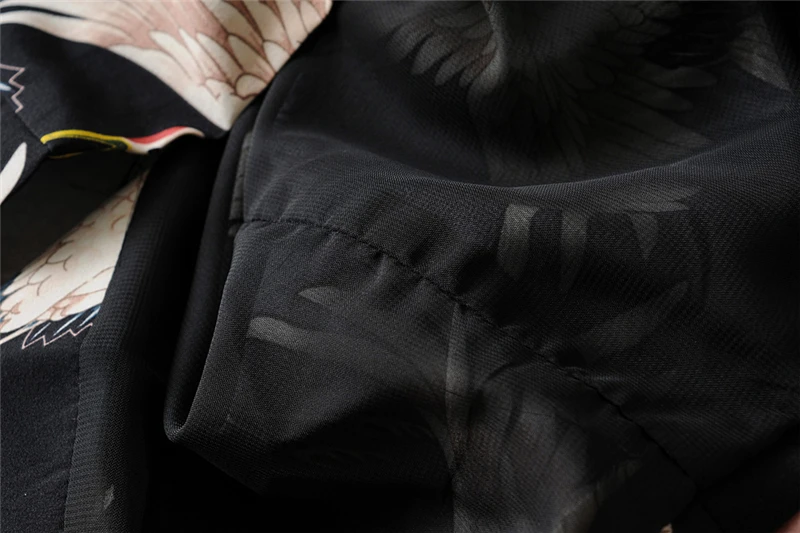 Винтаж Стильный краны печати с Клубные пиджаки с поясом пальто для женщин Мода 2019 г. с длинным рукавом Дамы Верхняя одежда повседневное Casaco