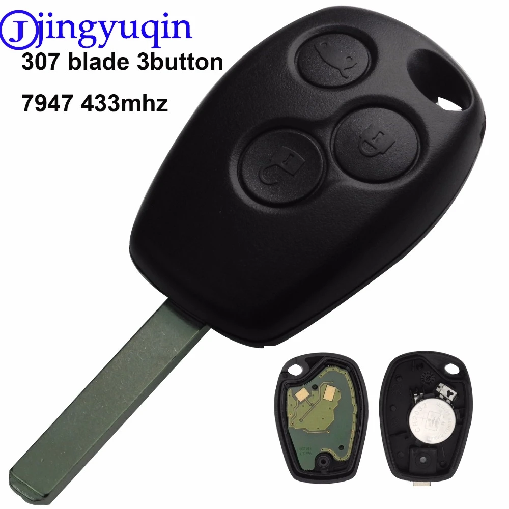 

jingyuqin ASK 433MHz PCF7947 Chip 3 Buttons Remote Control Key Cover Case Shell Fob For Renault /Kangoo II /Clio III