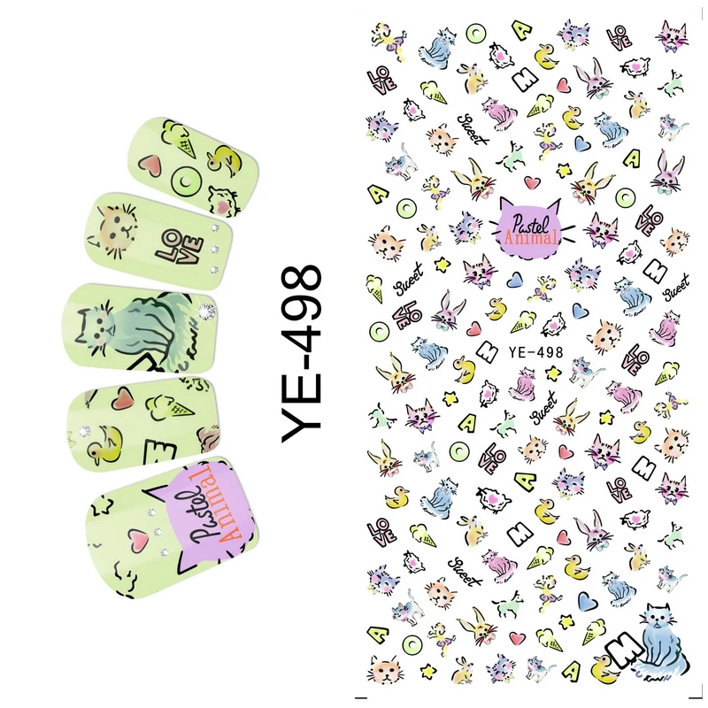 WATER DECAL NAIL STICKER CAT font b PUSSY b font KITTEN SWAN ANIMAL BLACK LACE PATTERN