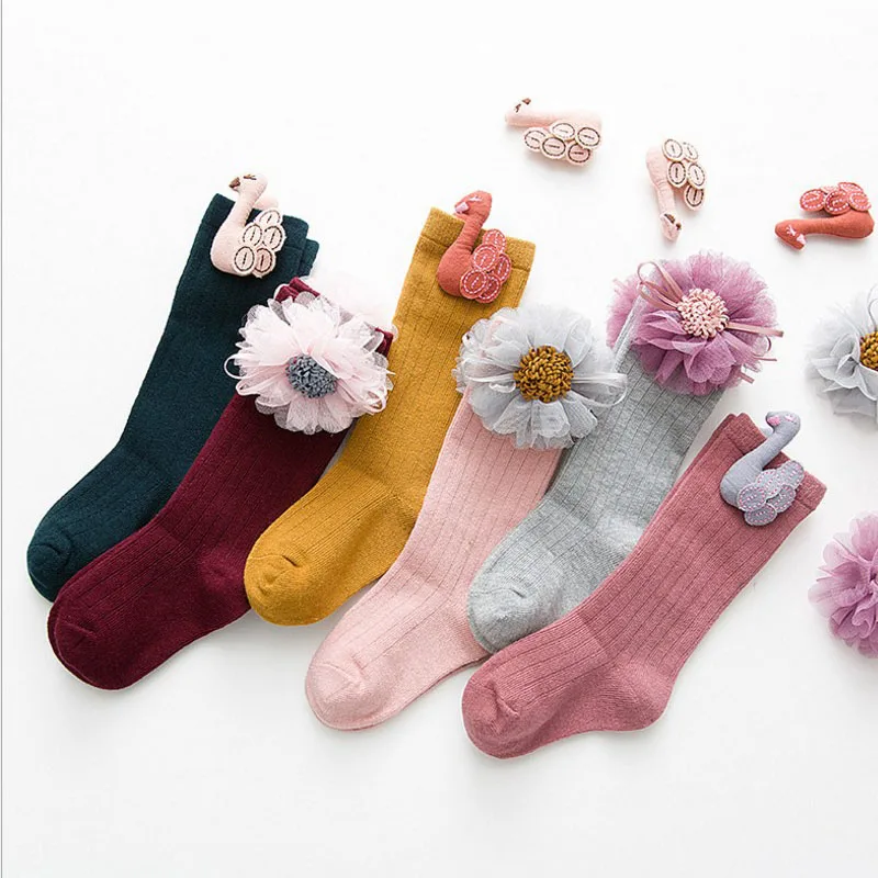 

Girls Knee height flower Stockings,baby girls cotton Tights for Children