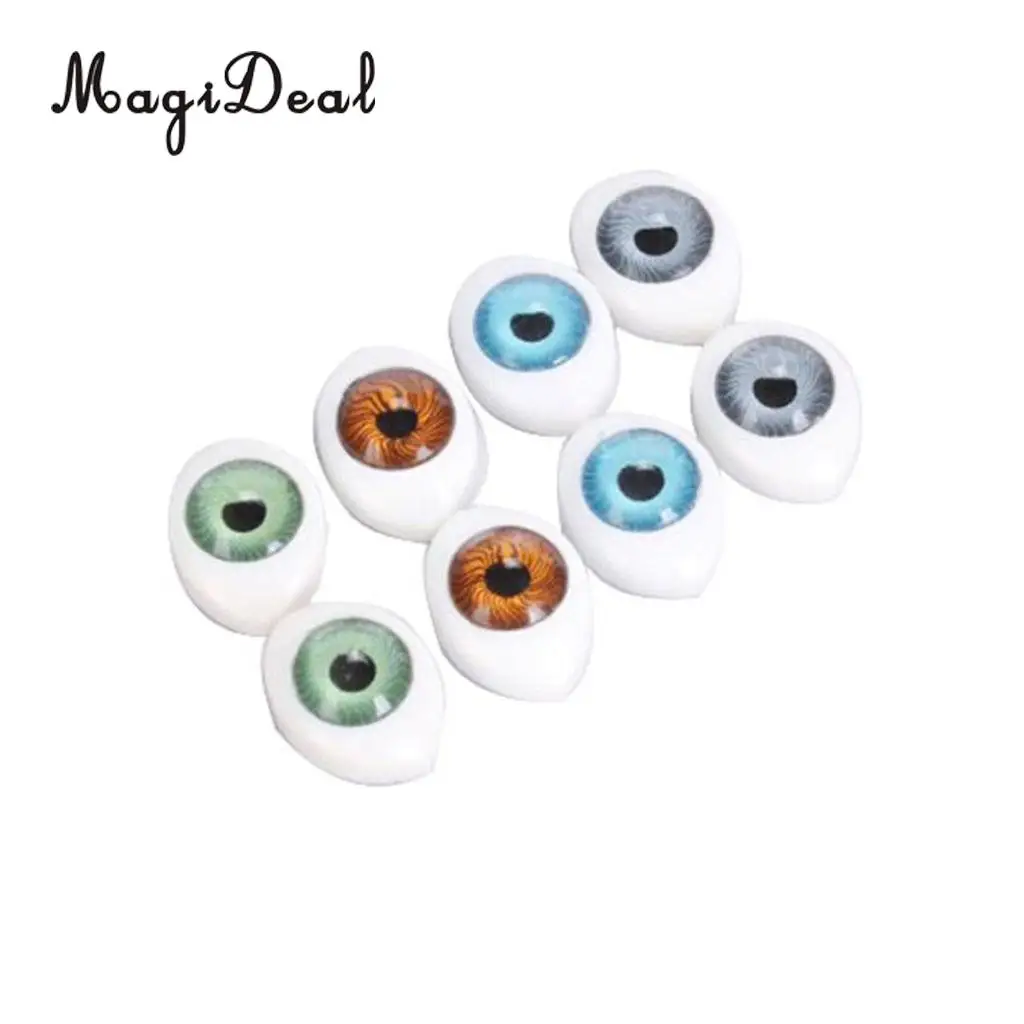 MagiDeal Plastic 4 Color 8Pcs Oval Hollow Back Plastic Eyes for Doll Mask Animal Puppets DIY Craft Toys 5mm
