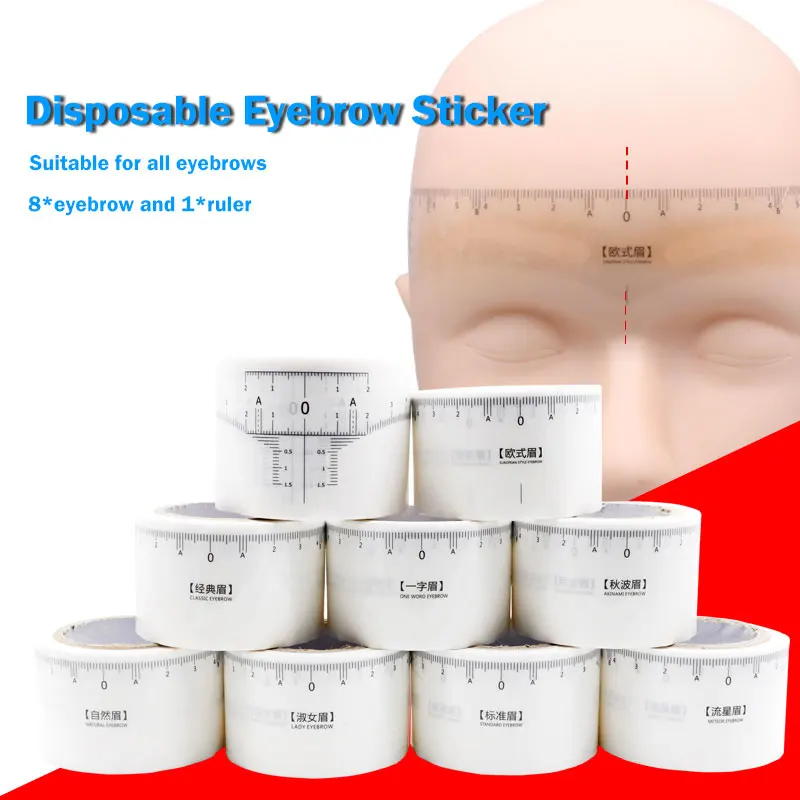 

50pcs Permanent Makeup Eyebrow Disposable Accurate Ruler Microblading Shaping Tools Tattoos Measure Stickers Trend Eyebrow