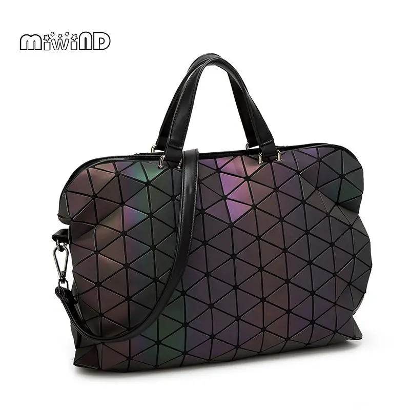 

SWDF 2017 Luminous 3D Stereoscopic Women Bag High-end Geometric Handbags Plaid Shoulder Diamond Lattice Ladies Messenger Bags