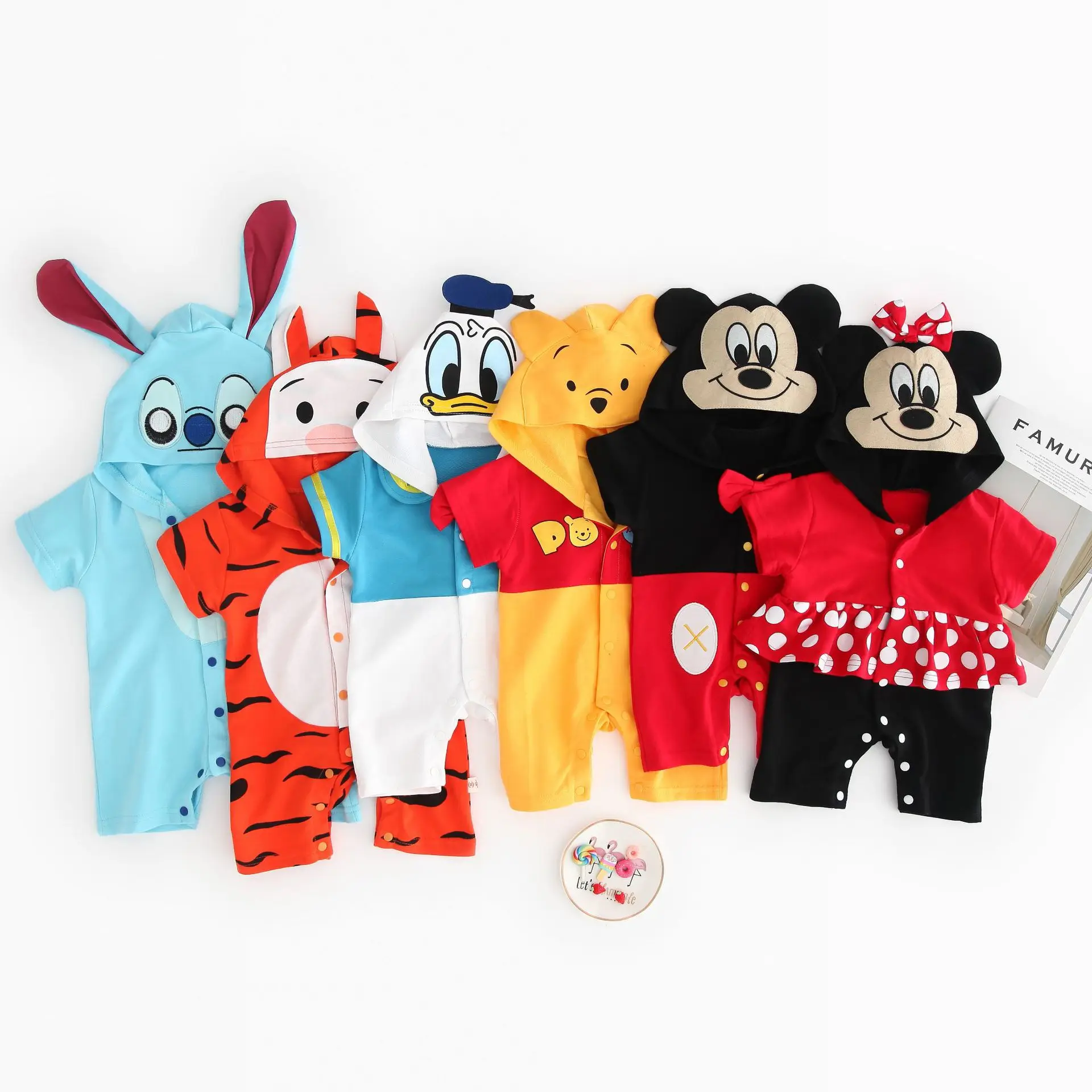 

Baby Summer Clothes Jumpsuit Baby Romper Animal Tiger Mickey Minnie Costume Newborn Baby Girl Boy Clothes Hooded Clothing Outfit