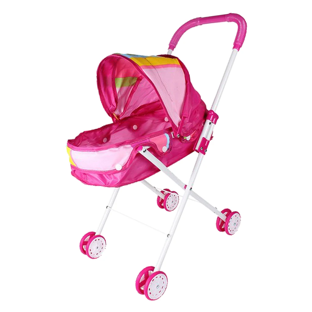 Dollhouse Nursery Furniture Toys Mini Baby Doll Pram/Stroller with Free Carriage Pushchair Playsets Kids Pretend Play Toys