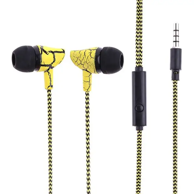 Strong Earphones Braided In-Ear Headphones 3.5 mm /& Mic Cracked Design Fashion