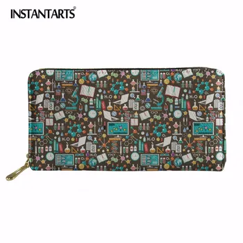 

INSTANTARTS Science Pattern Women Long Wallet Fashion Luxury PU Leather Purse Female Brand Deisgner Zipper Card Coin Holder Bag