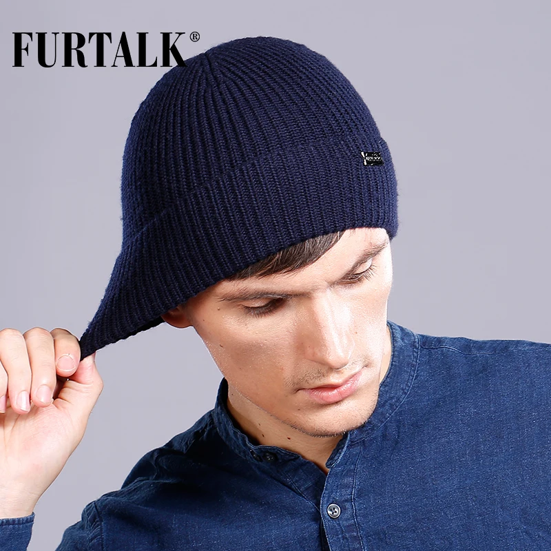 FURTALK Шерстяная вязаная мужская зимняя шапка зима мужчины бини скулли|beanie hat|winter