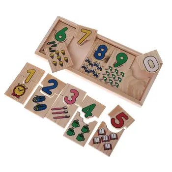 

Wood Numbers Match Toys Set Kids Brain Teaser Early Educational Tool