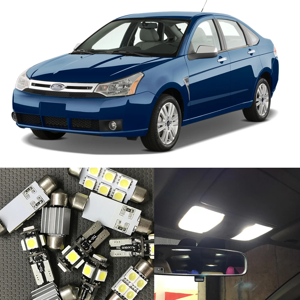 Us 9 81 10 Off 10pcs White Car Led Light Bulbs Interior Package Kit For 2008 2009 2010 2011 Ford Focus Map Dome Trunk License Plate Light 12v In