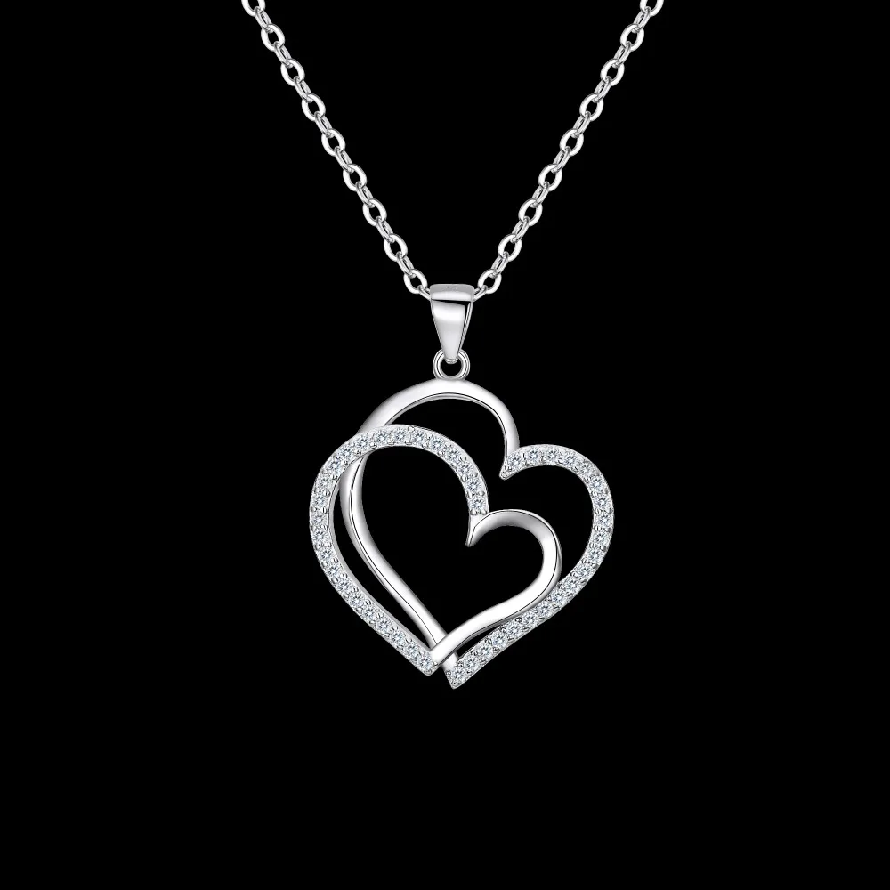 

Tuliper 925 Sterling Silver Heart Bridal Chain Necklace Cubic Zircon Pendant Necklace For Wedding Party Jewelry Valentine