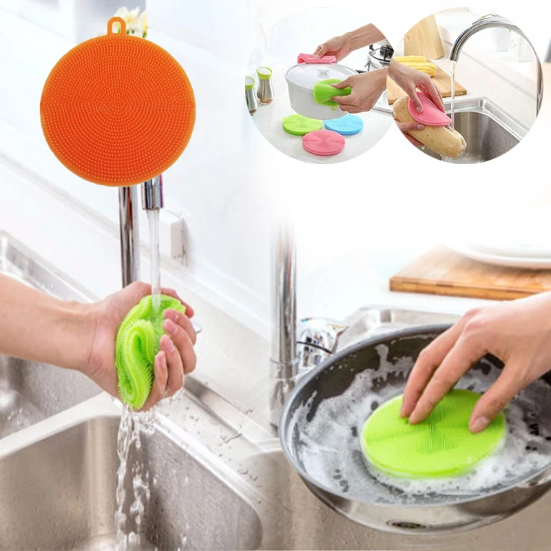 Silicone Pot Bowl Washing Cleaning Brush Cleaner Home Kitchen Cooking