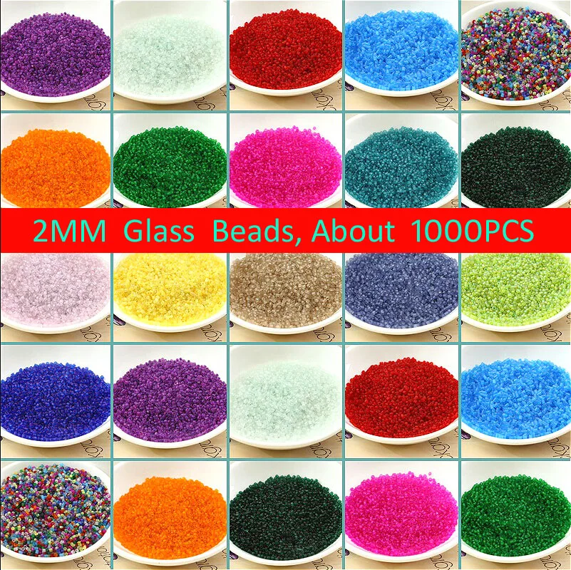 Free Shipping 1000PCS 2mm Czech Seed Spacer Beads transparent beads murano glass for jewelry making DIY Pick 12 Colors | Украшения и