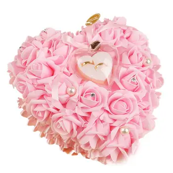 

Romantic Rose Wedding Favors Heart Shaped Gift Ring Box Pillow Decoration