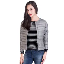 [Aiweier] женские пуховики, однотонные однобортные тонкие осенние зимние повседневные зимние куртки с круглым вырезом в Корейском стиле, женская одежда