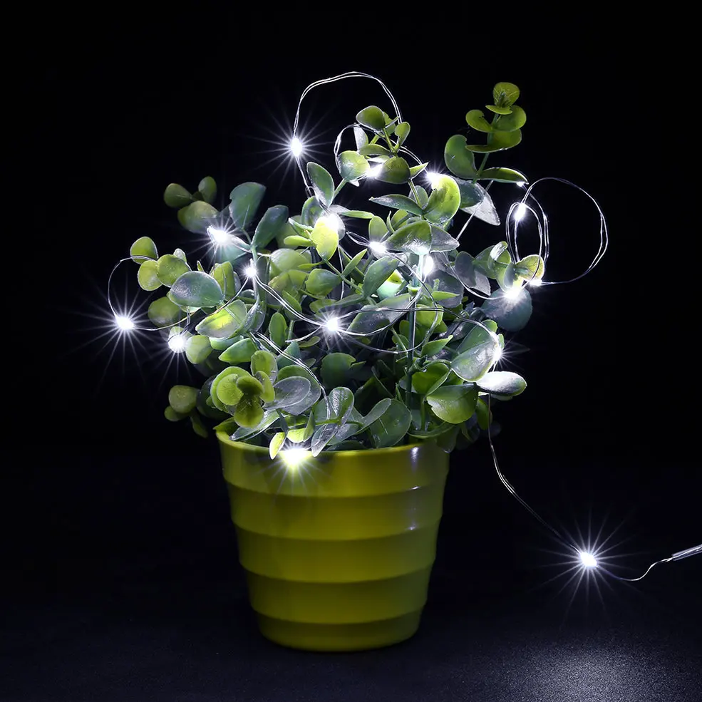 

2pcs 10M White Light 100LED 3AA Battery Silver Wire String Light With 8 Function Remote Control