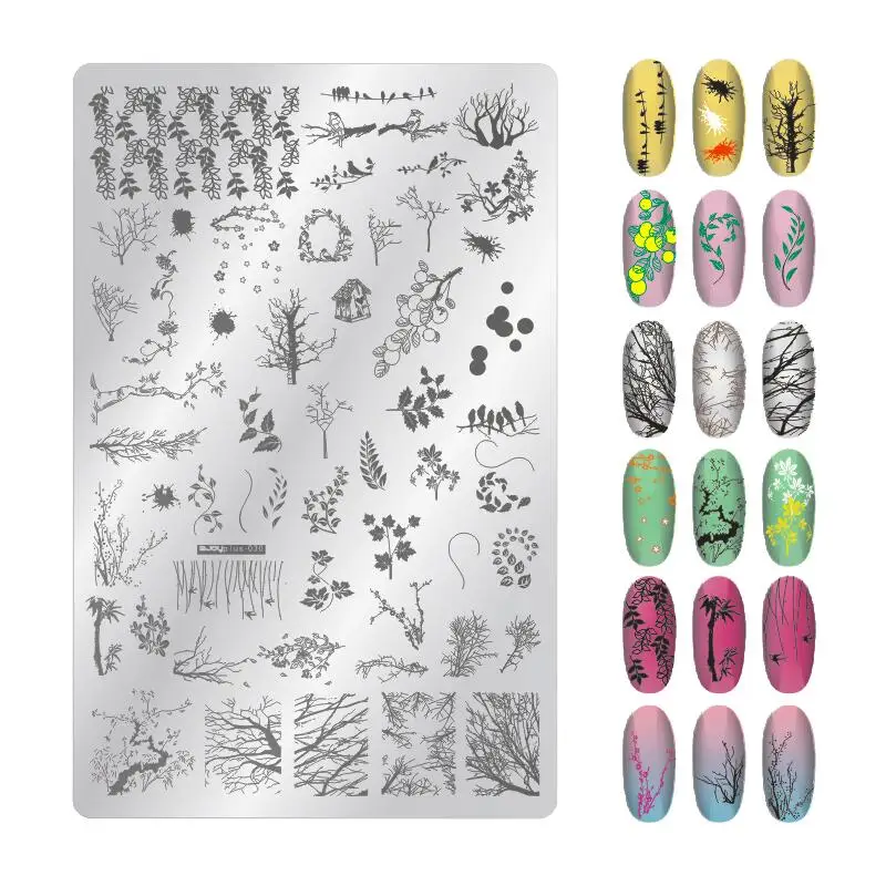 

1pc Stamping Templates Scratch Prevention Animals Flowers Leaves Tree House Grid Line Manicure Stamping Template Image Plates