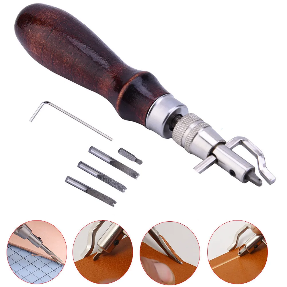 

7 In 1 Multi-Purpose Leather Paper Cloth Craft Tool Set Handheld Edge Pressing Cutting Groover DIY Hand Stitching Sewing Tool