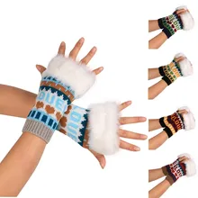 Feitong Мода Трикотажные ARM Пальцев Зимние перчатки унисекс мягкие теплые варежки удобные трикотажные Прихватки для мангала женщины пальцев