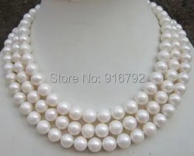 

YH@CS >>>HUGE AAA 9-10MM ROUND SOUTH SEA WHITE PEARL NECKLACE 50