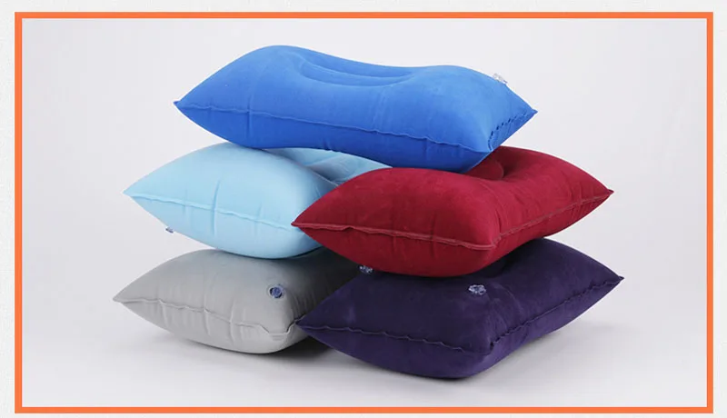 Portable Pillow Travel Air Cushion Inflatable Double Sided Flocking Cushion Camp Beach Car Plane Hotel Head Rest Bed Sleep