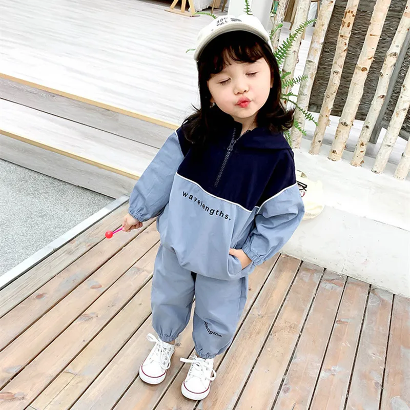 

DFXD 2019 Spring Children Clothing Sets Toddler Outfits Casual Two Piece Sport Suits Full Sleeve Hooded Coat+Pant Kids Sets 2-6Y