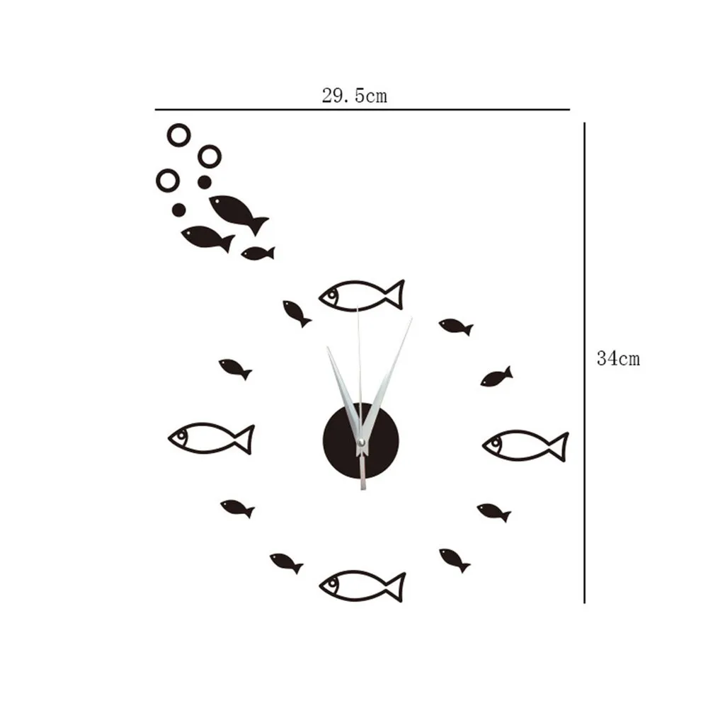 Настенные часы 3D маленький рыбий пузырь стерео акриловое зеркальное домашнее украшение винтажный металлический длинный подол гостиной современный 19JUL23