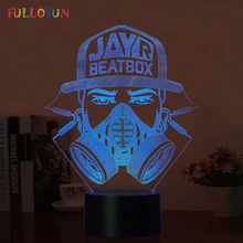 Rap 3D USB Светодиодная лампа Фристайл 7 цветов 3D настольная лампа акриловая плита украшения огней, как Рождественский подарок
