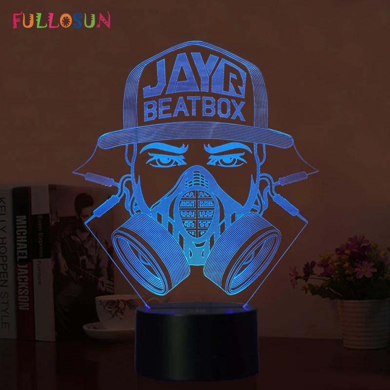 

RAP 3D USB LED Lamp Freestyle 7 Colors 3D Desk Lamp Acrylic Plate Decoration Lights as Christmas Gift