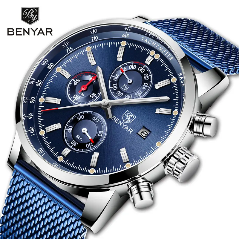 

BENYAR Men's Watches Top Brand Luxury Quartz Chronograph Luminous Pointer Waterproof Watches Fashion Watch Relogio Masculino