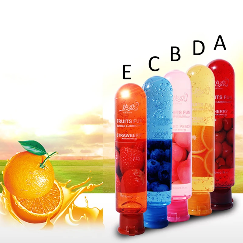 80 ML Water Based Non Toxic Lubricant Sexual Anal Oral Gel Sex Lube Edible Fruit Tastes For Couple Adult Masturbation