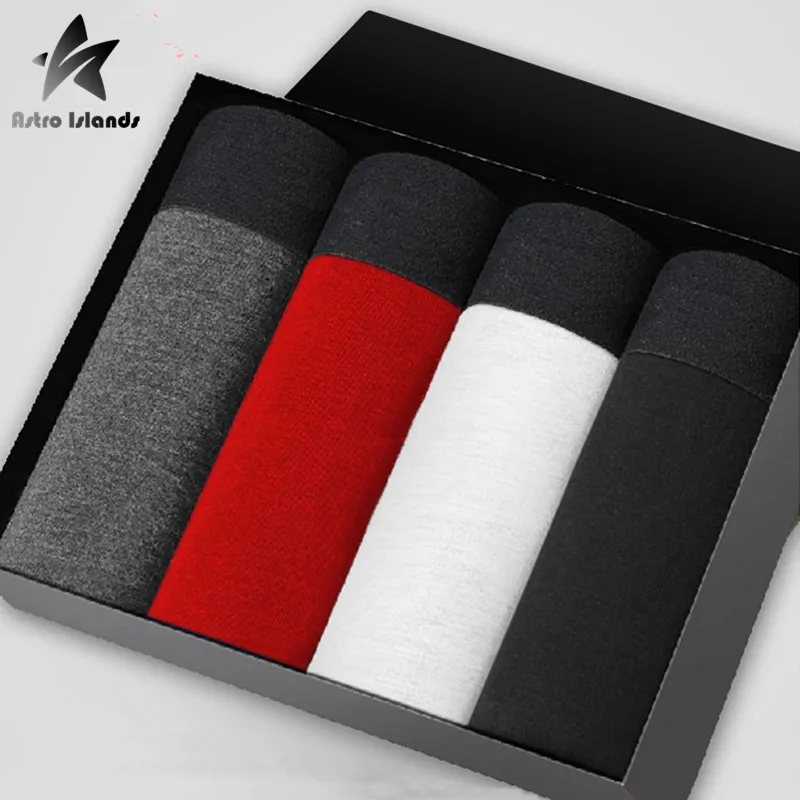 2016 Эластичность Хлопок трусы мужские Боксеры Белье нижнее термобелье для мужчин