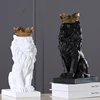 2022 New Creative Modern Golden Crown Black lion Statue Animal Figurine Sculpture For Home Decorations Attic Ornaments Gifts 2 ► Photo 3/6