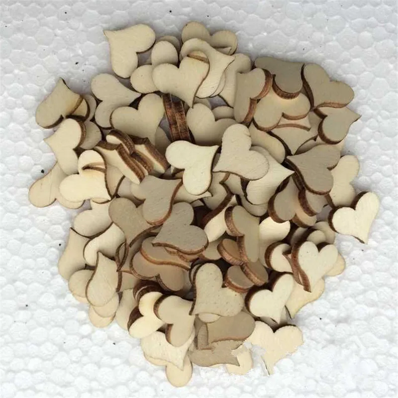 

100pcs/lot Wooden Heart Blank Unfinished Laser Cut Rustic Wood Natural Cardmaking Scrapbooking Craft Wedding Table Scatter Decor