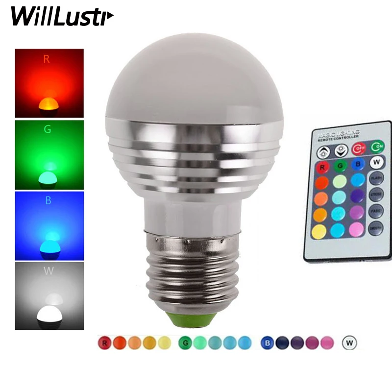 LED 3W RGB globe bulb 16 Colors RGB bulb Aluminum 85 265V Wireless