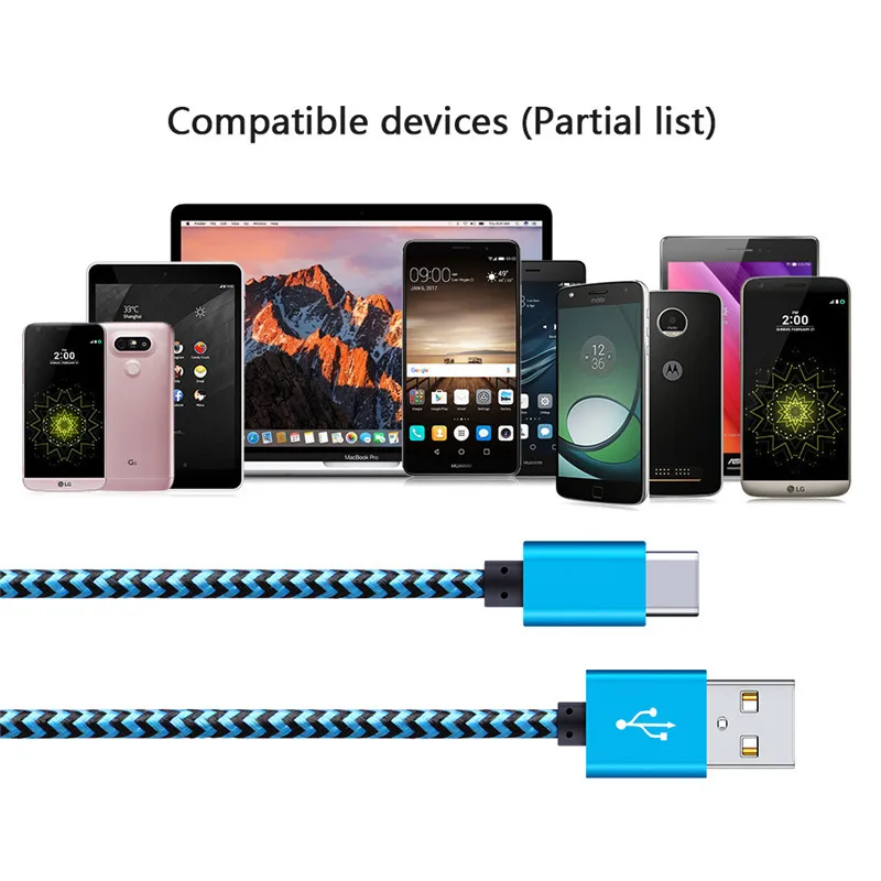 Нейлоновый кабель usb type-c, адаптер для быстрой зарядки, короткий кабель type-c для зарядки и передачи данных для samsung Galaxy S10 S9 Plus, xiaomi, huawei